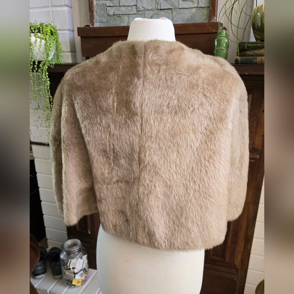 Vintage Handmade Cape, Coat, Shawl Faux Fur 1950's - Picture 6 of 9